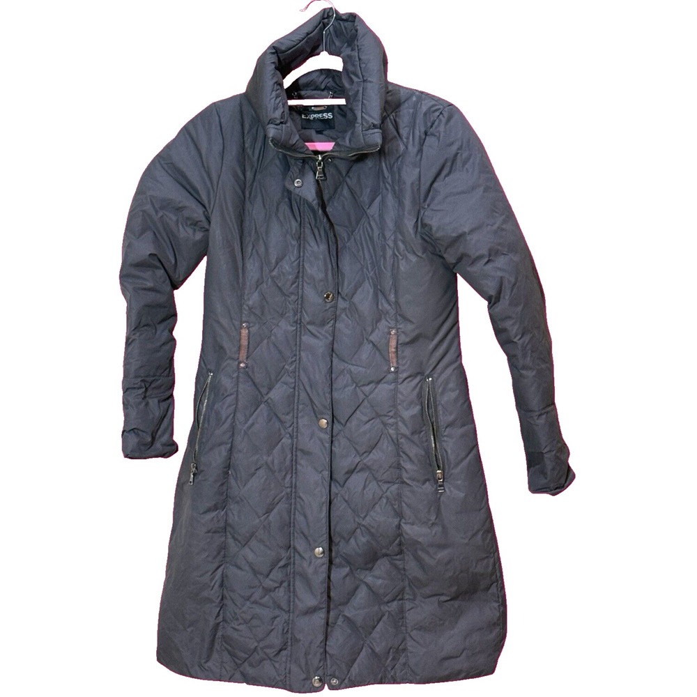 Express Winter Coat Quilted Parka Mocha/Brown Size S/P Long And Classy Warm HOT!